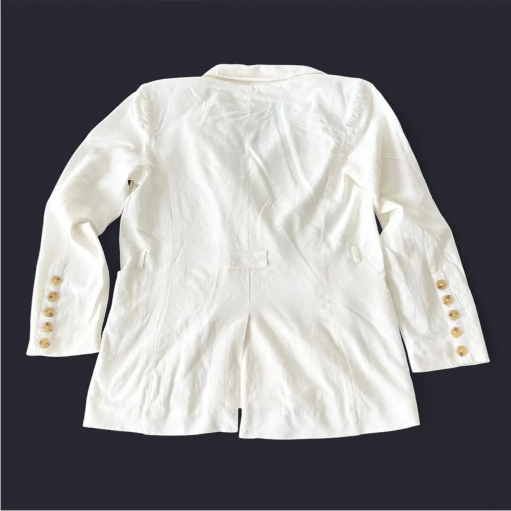 Free People Olivia Ivory Oversized Blazer Boho Relaxed Double Breasted S - Picture 4 of 9